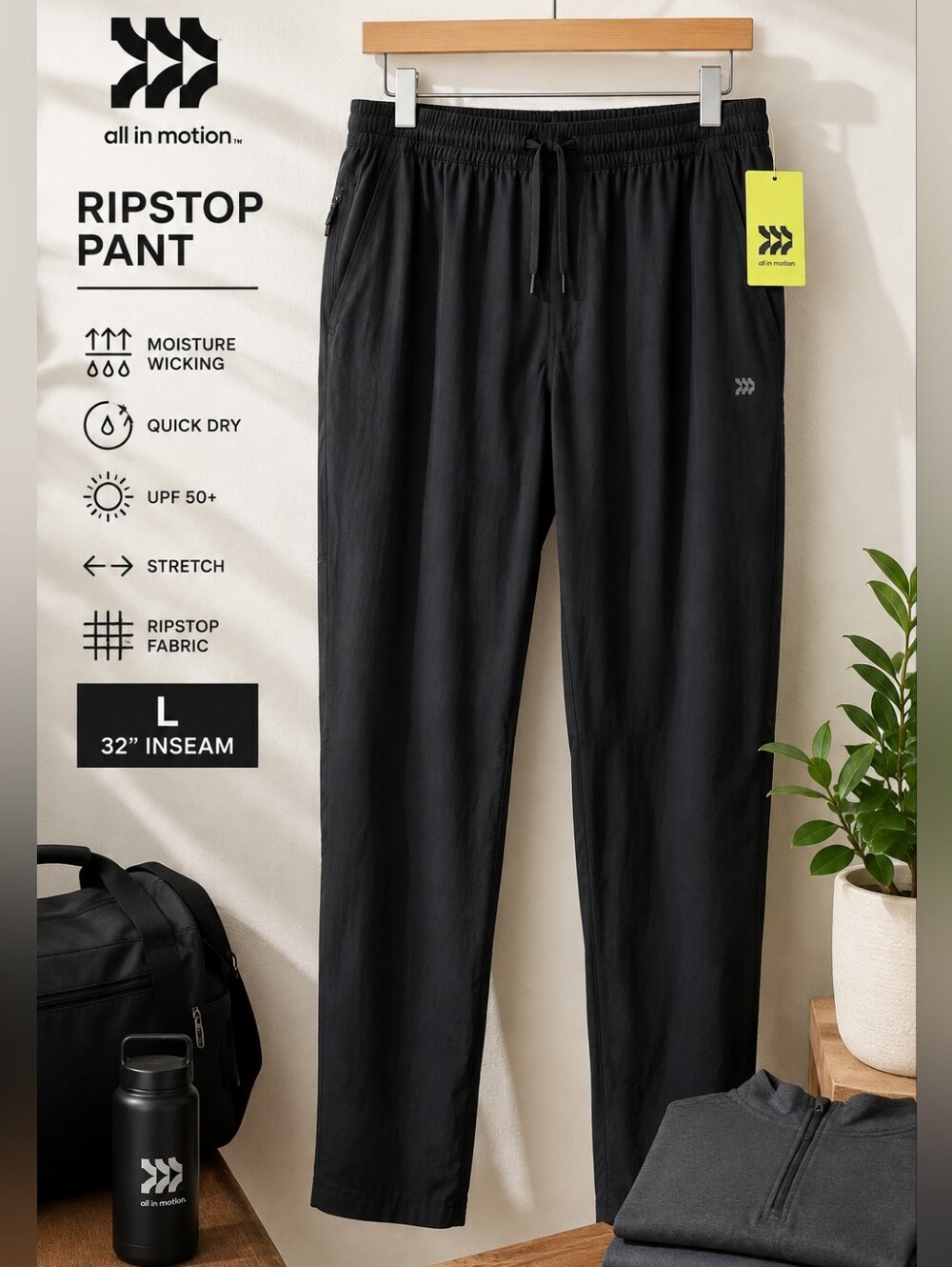 all in motion Black Ripstop Jogger Pants